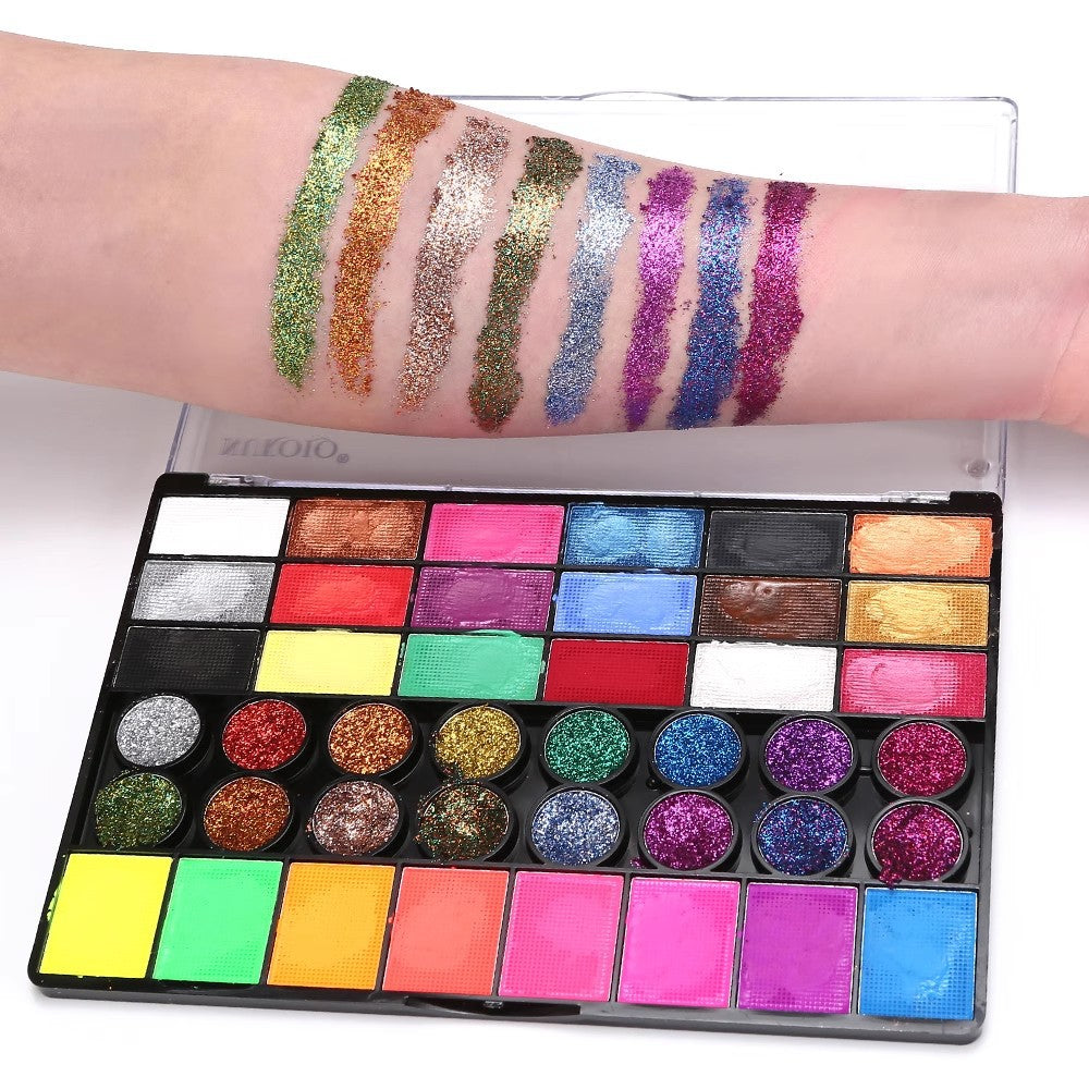 Halloween Face Painting Kit - 42 Colours, 10 Brushes & 4 Stencils