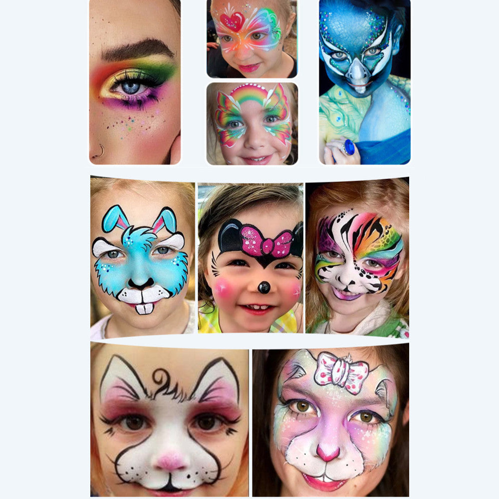 Halloween Face Painting Kit - 42 Colours, 10 Brushes & 4 Stencils