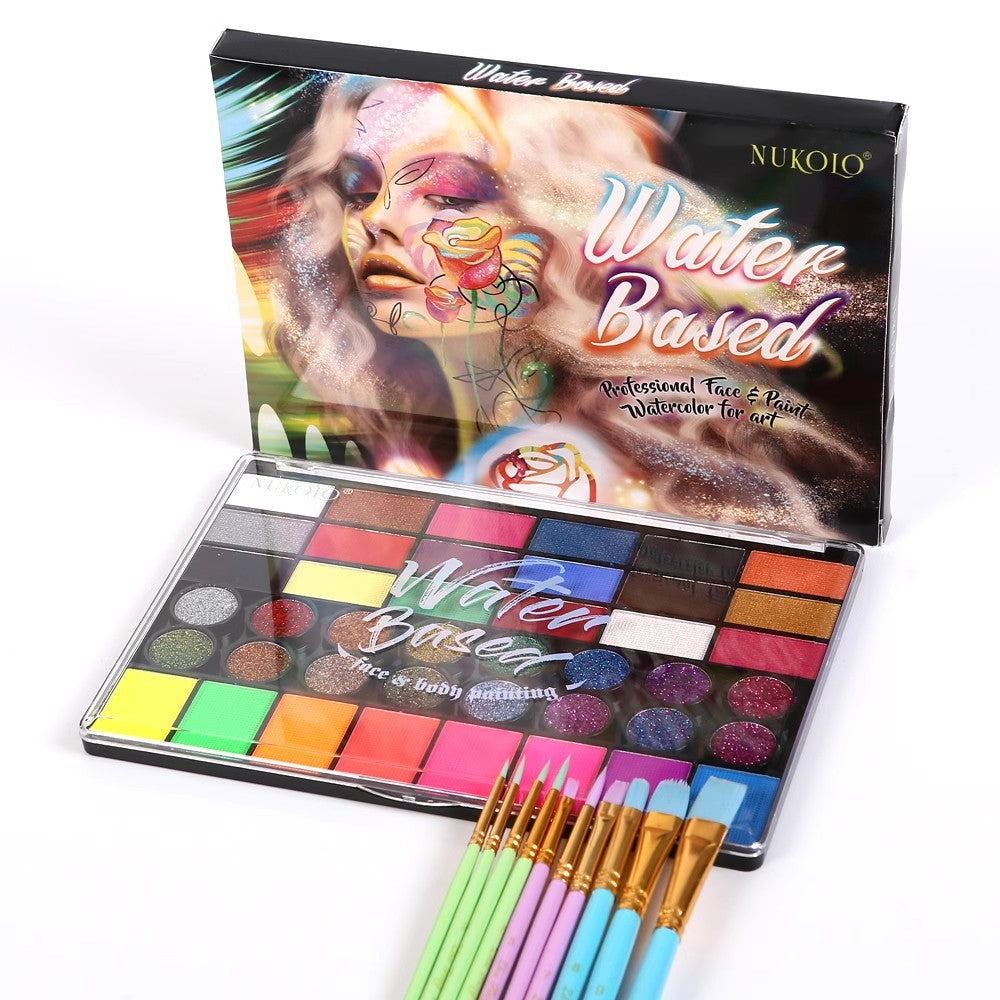 Halloween Face Painting Kit - 42 Colours, 10 Brushes & 4 Stencils