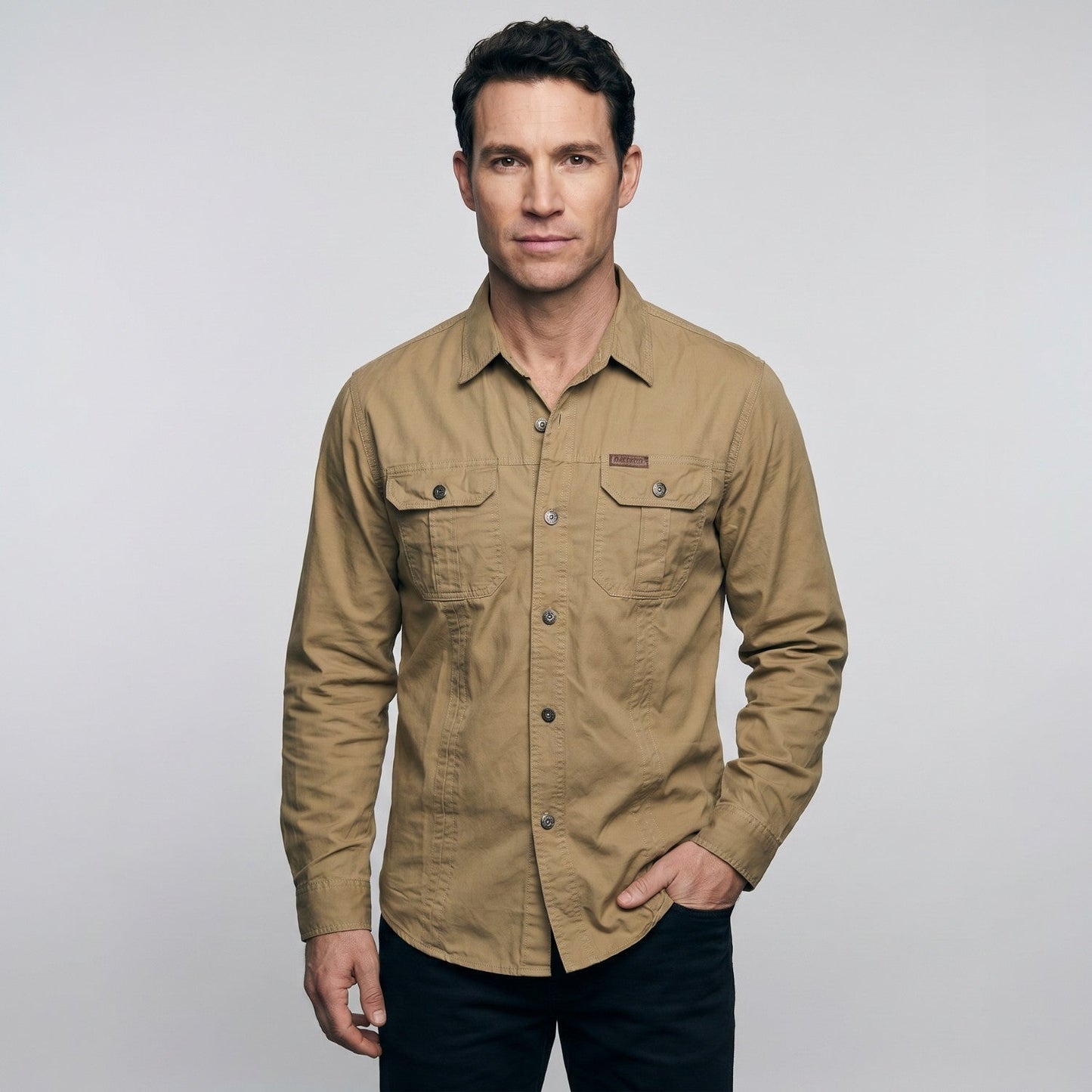 Men’s Lightweight Long-Sleeve Outdoor Shirt – Durable Cotton-Blend Top