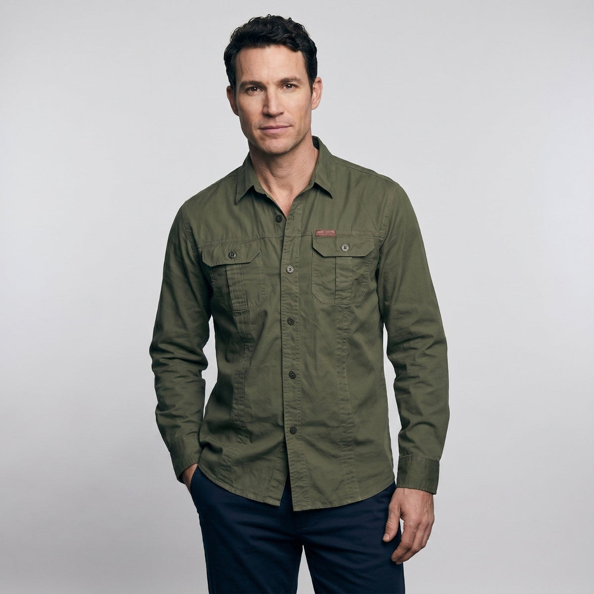 Men’s Lightweight Long-Sleeve Outdoor Shirt – Durable Cotton-Blend Top