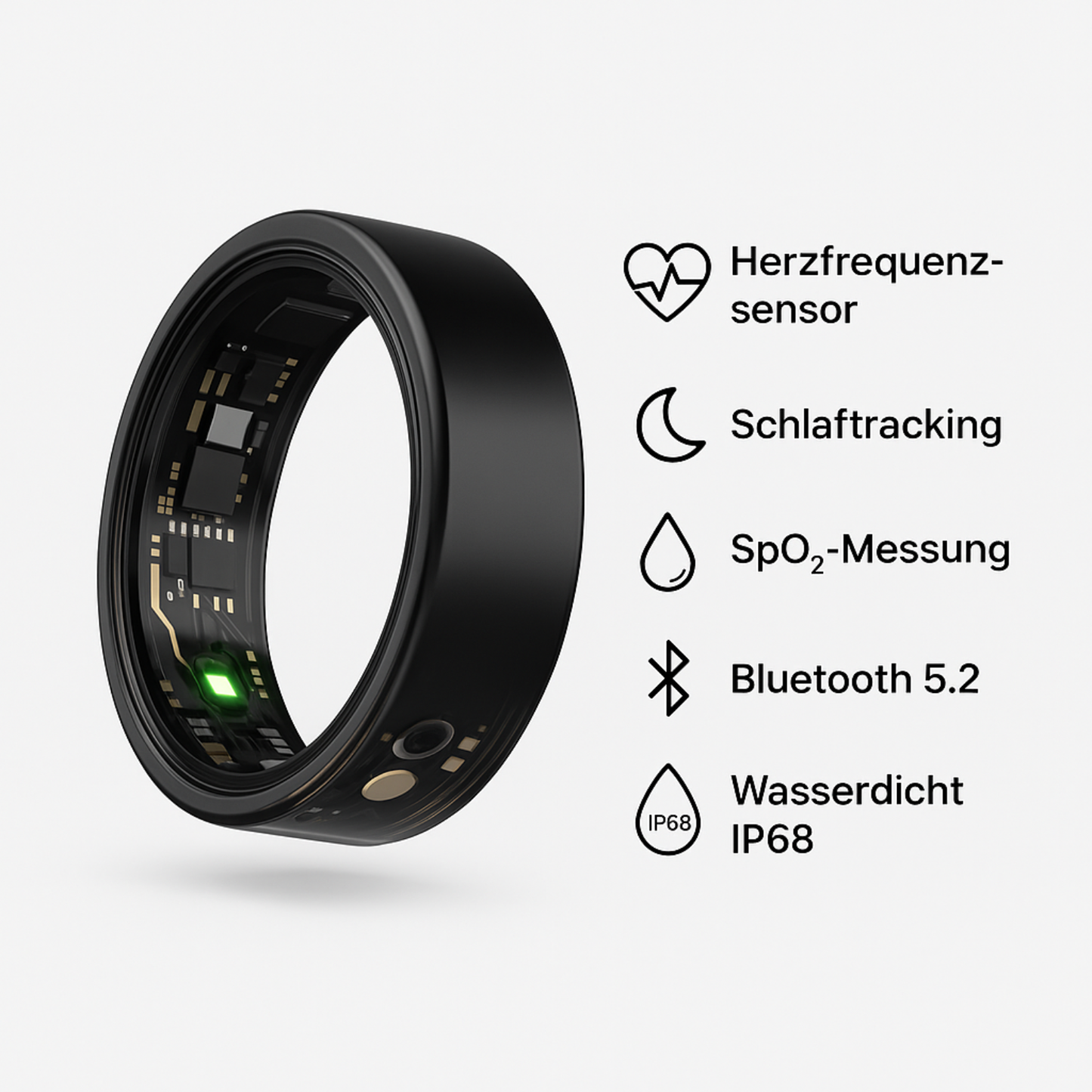 Smart Health Ring – Heart Rate, SpO₂, Sleep & Activity Tracker