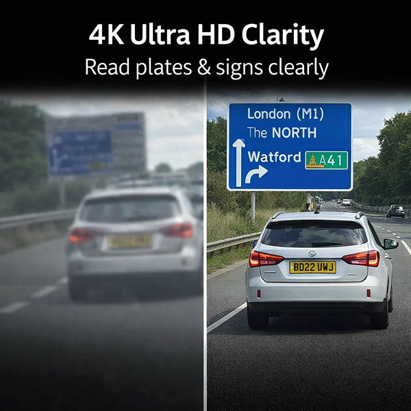 4K Front & Rear Dash Cam – WiFi, Loop Recording & 64GB Card