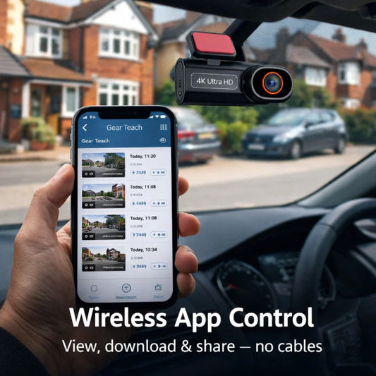 4K Front & Rear Dash Cam – WiFi, Loop Recording & 64GB Card