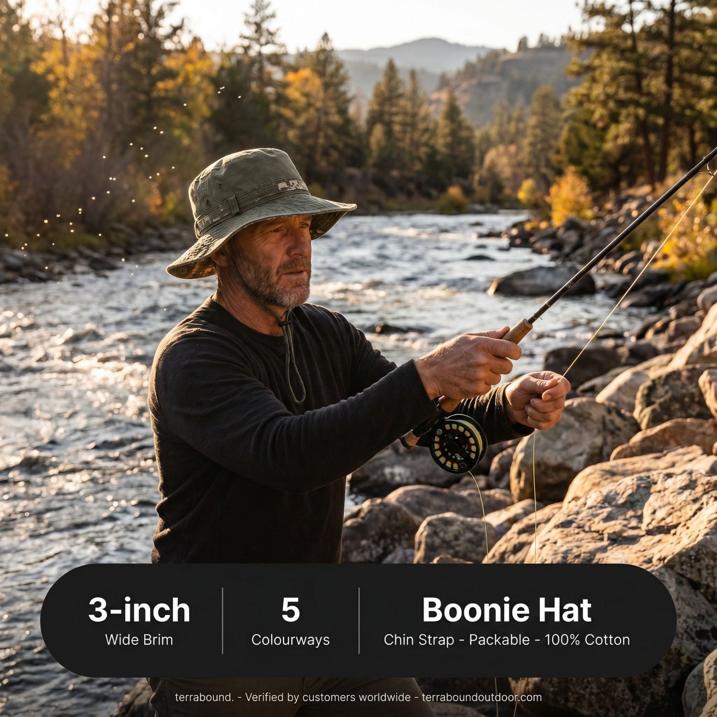 Men’s Boonie Hat – Packable Wide-Brim Sun Hat for Hiking & Fishing