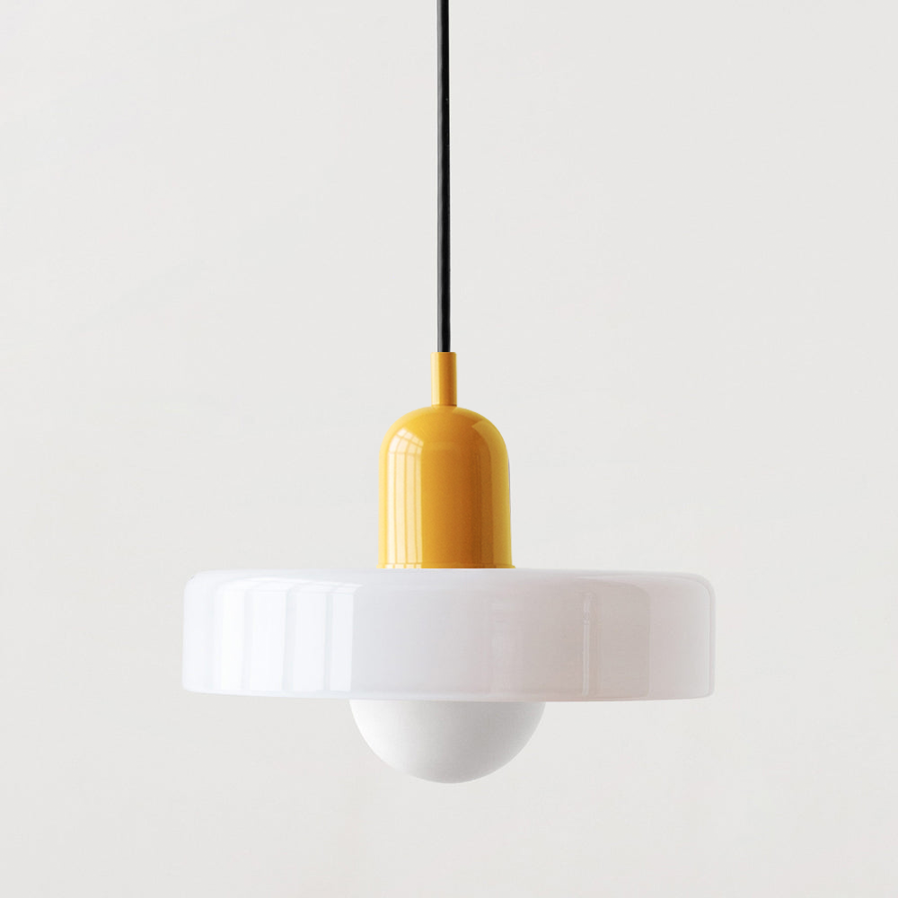 Bauhaus Stained Glass Pendant Light – Round Colourful Ceiling Lamp