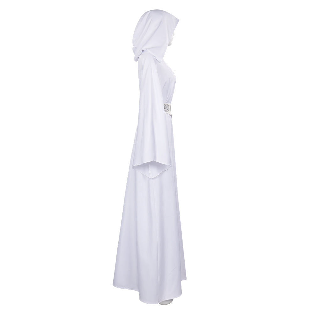 Adult Princess Leia White Long Dress Robe With Belt Halloween Costume