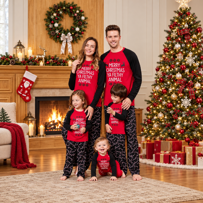 Matching Family Christmas Pyjamas - Merry Ya Filthy Animal