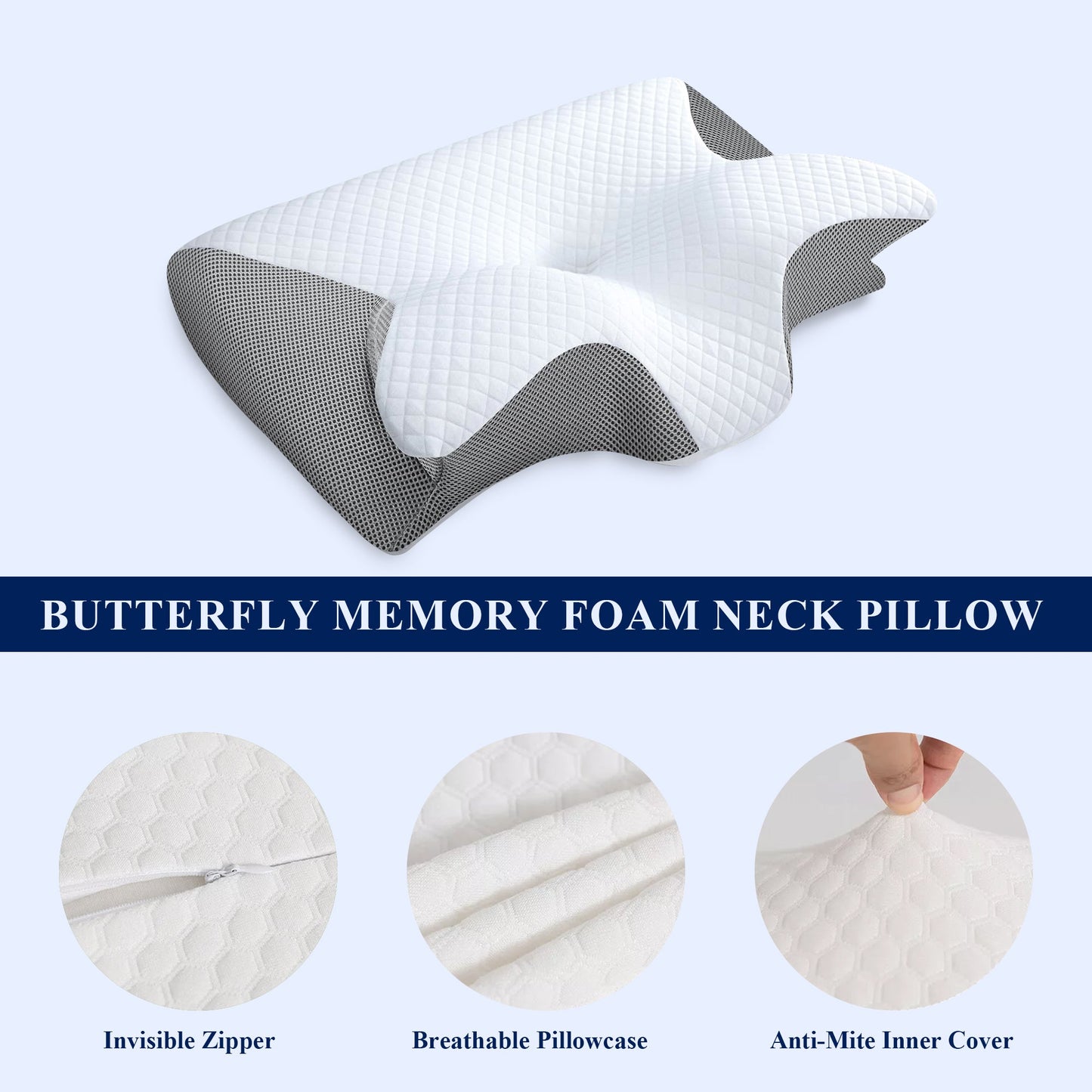 Butterfly Memory Foam Cervical Pillow for Neck & Shoulder Support