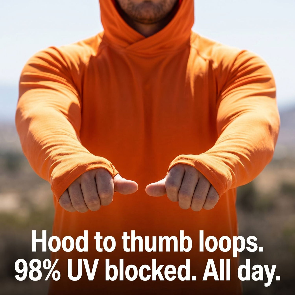 Men’s UPF 50+ Sun Hoodie – Quick-Dry Hiking & Fishing Top with Thumb Loops