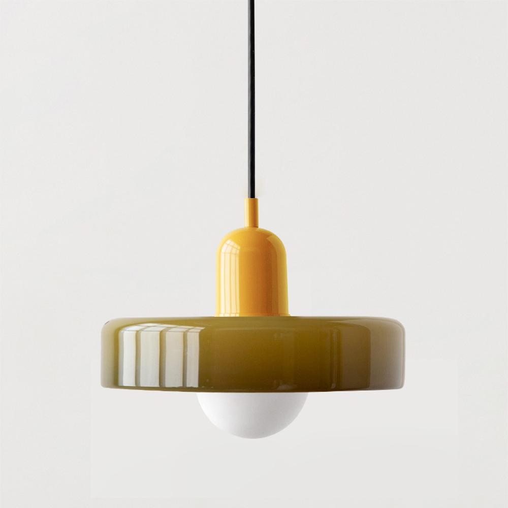 Bauhaus Stained Glass Pendant Light – Round Colourful Ceiling Lamp