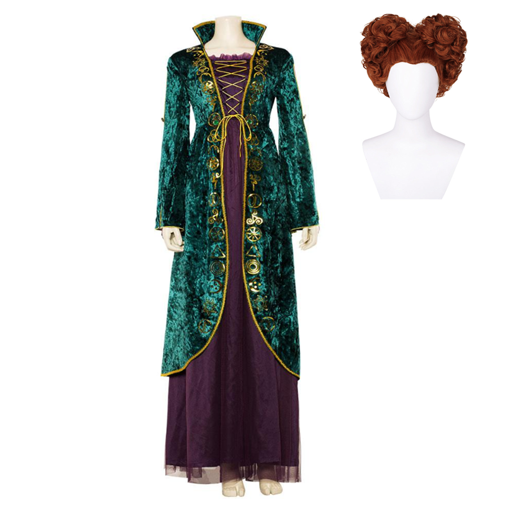 Hocus Pocus Winifred Sanderson Green Purple Dress Halloween Costume