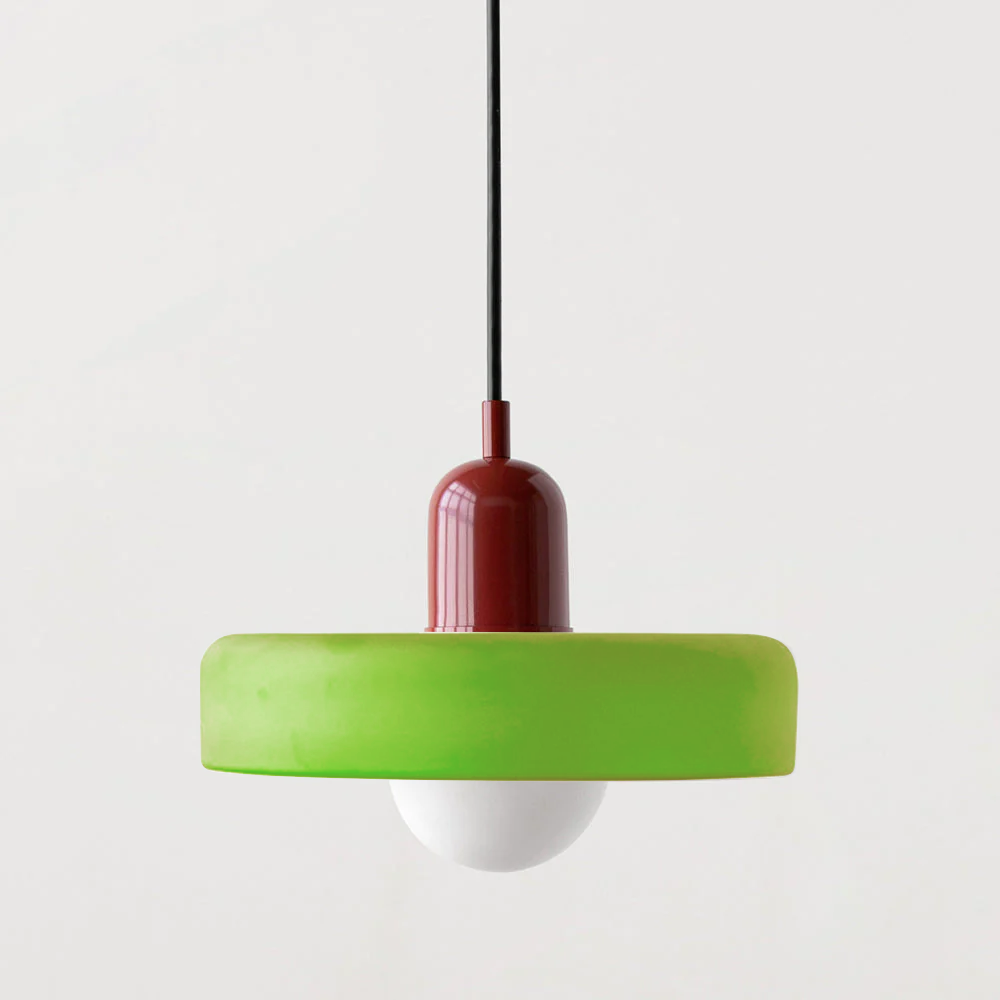 Bauhaus Stained Glass Pendant Light – Round Colourful Ceiling Lamp
