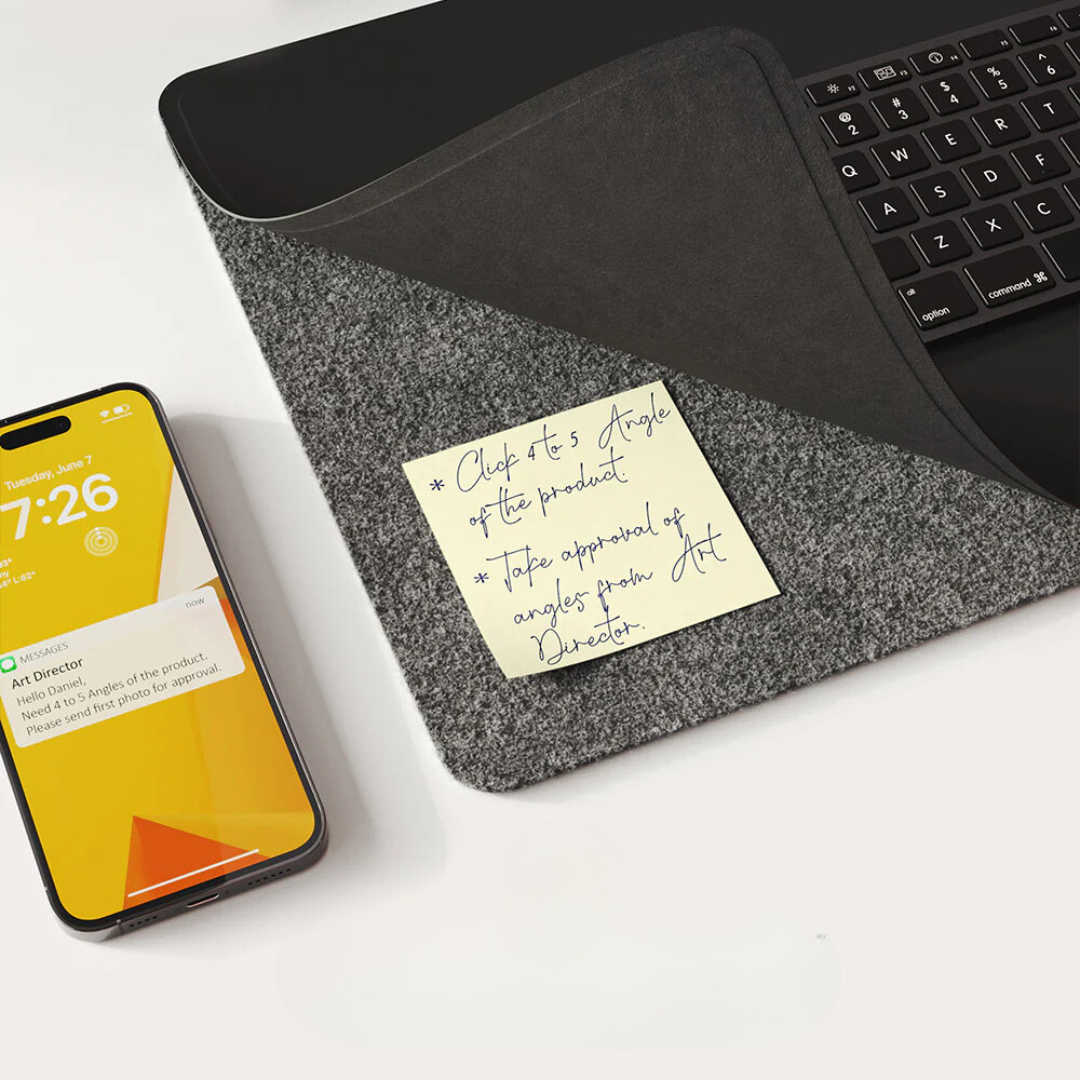 Wireless Charging Desk Mat – Large Non-Slip Faux Leather Desk Pad