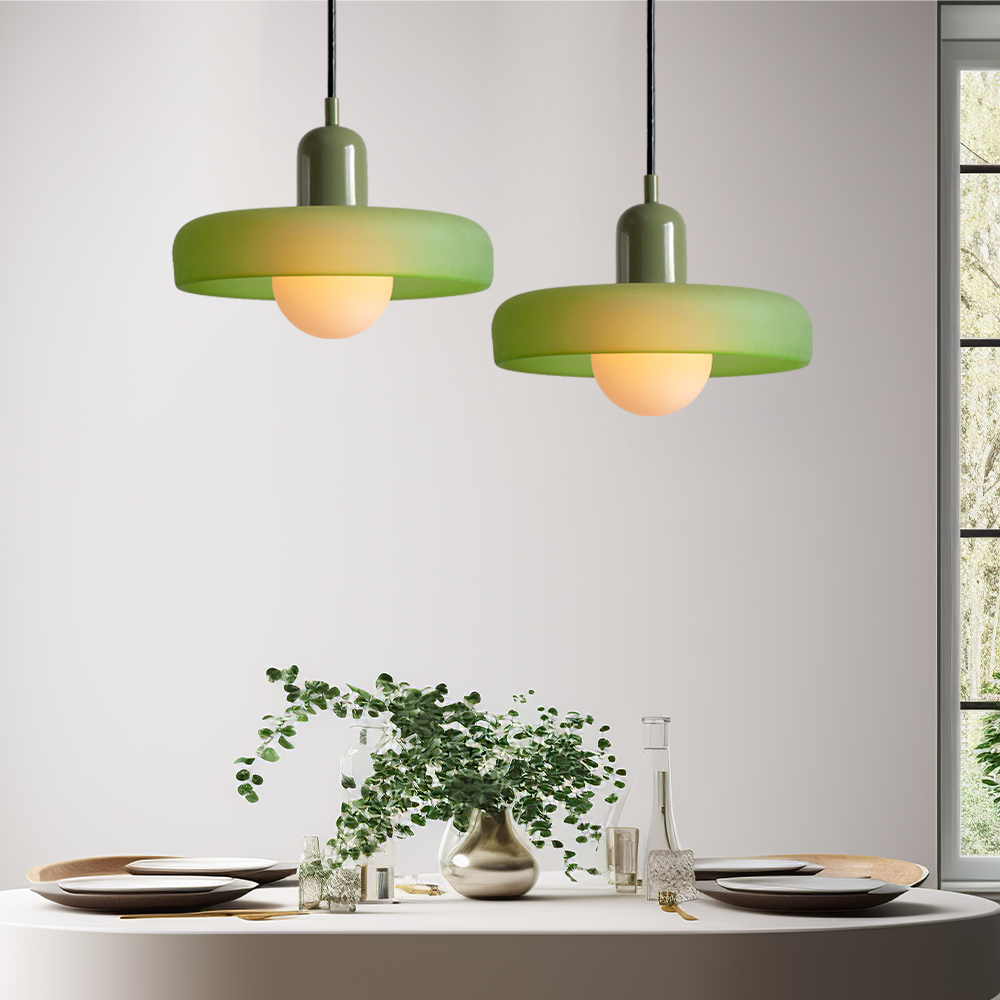 Bauhaus Stained Glass Pendant Light – Round Colourful Ceiling Lamp