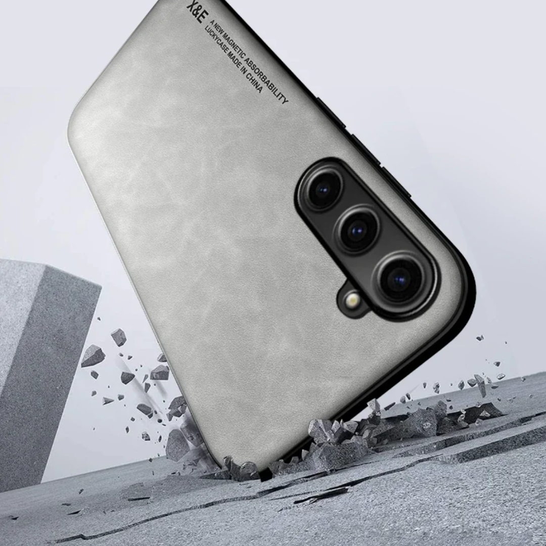 Slim Magnetic Phone Case – Faux Leather Cover with Camera Guard