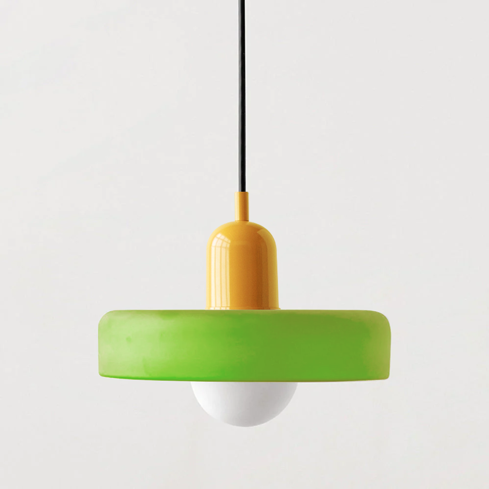 Bauhaus Stained Glass Pendant Light – Round Colourful Ceiling Lamp