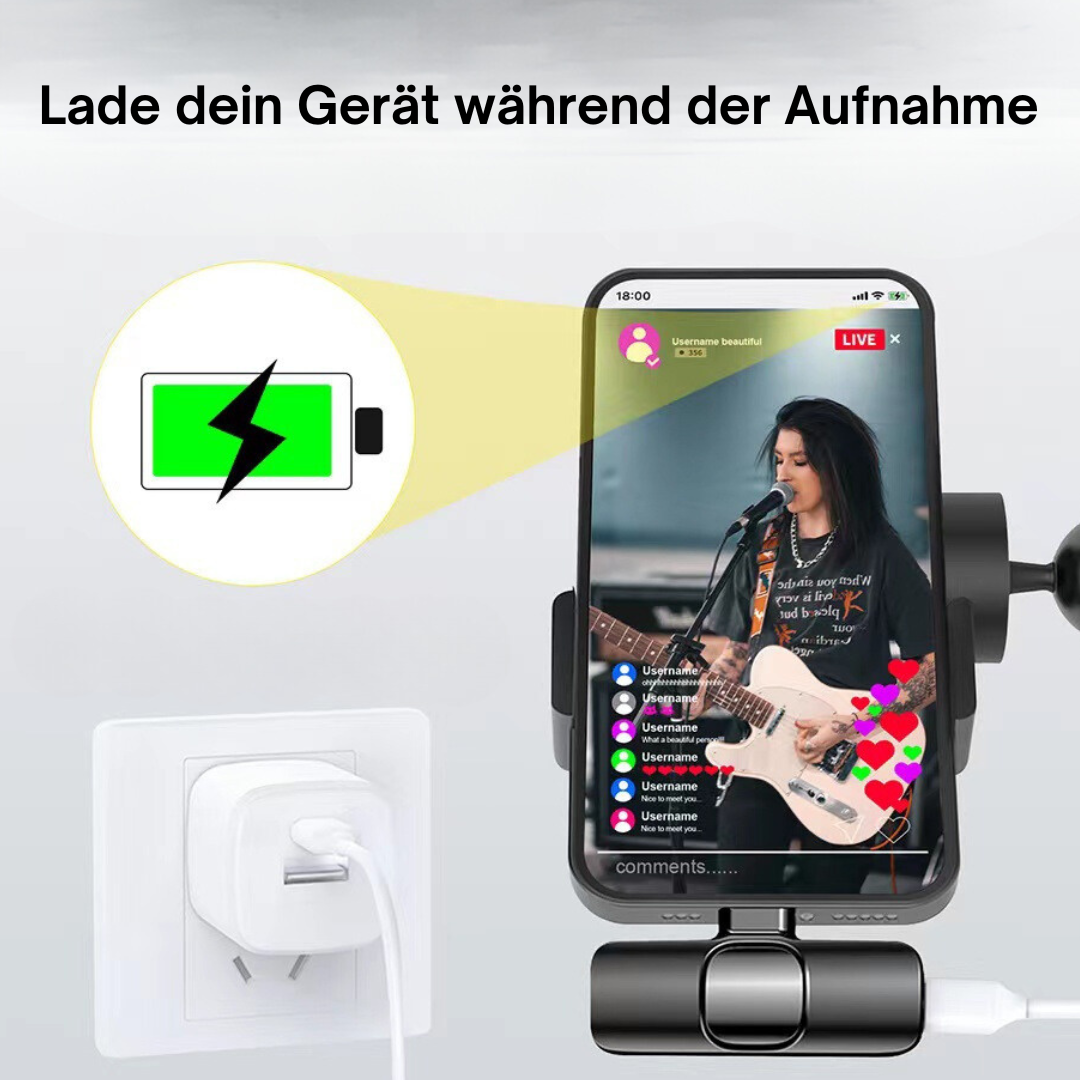 Wireless Clip-On Lavalier Microphone – Noise-Reducing Mini Mic for Smartphones & Laptops