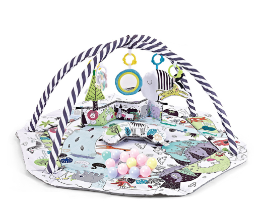 8-in-1 Baby Activity Play Mat – Sensory Gym with 6 Detachable Toys