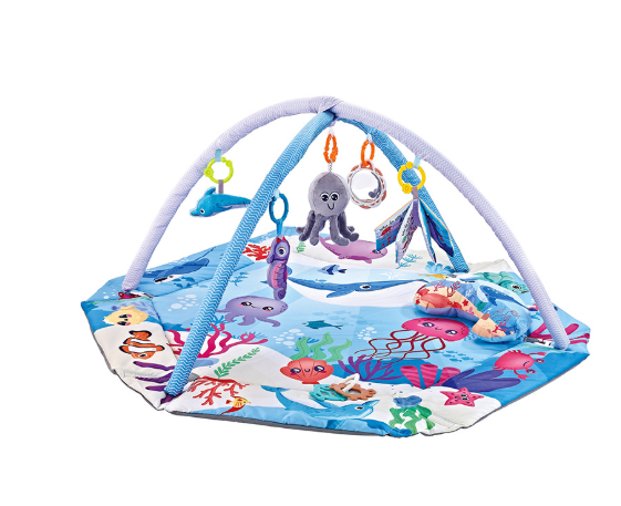 8-in-1 Baby Activity Play Mat – Sensory Gym with 6 Detachable Toys
