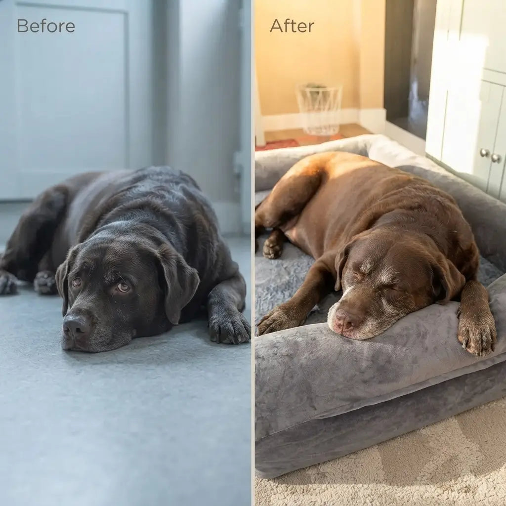 Large Memory Foam Dog Bed with Waterproof Lining & Bolsters