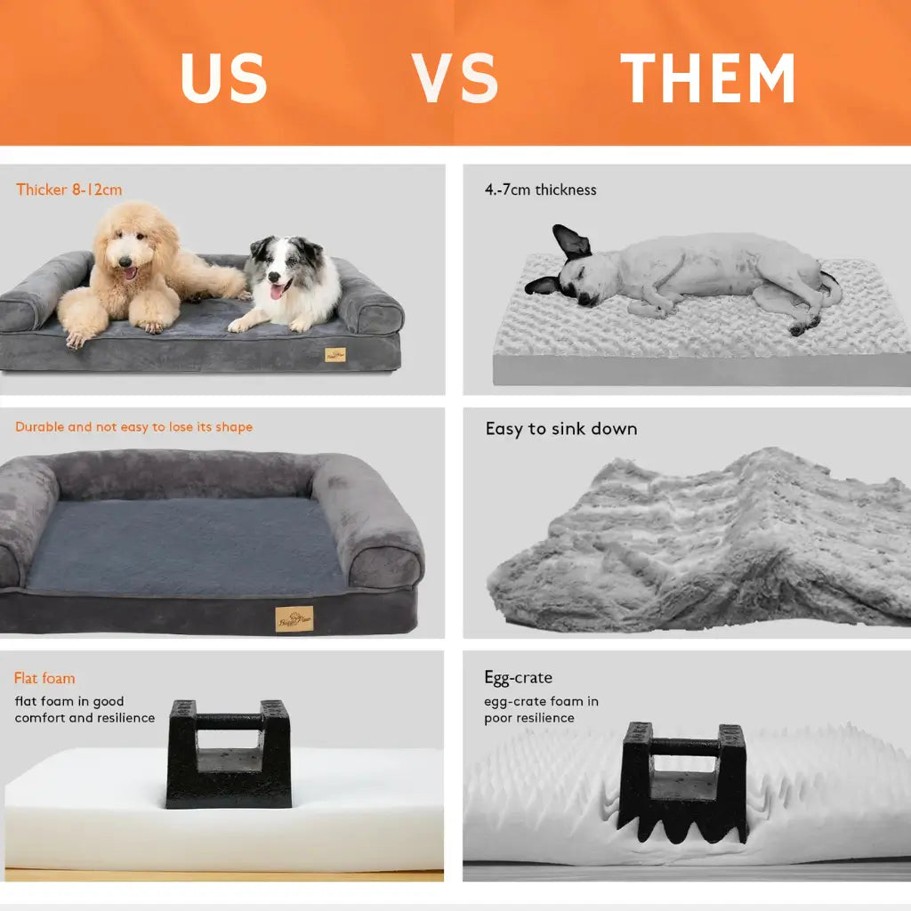 Large Memory Foam Dog Bed with Waterproof Lining & Bolsters
