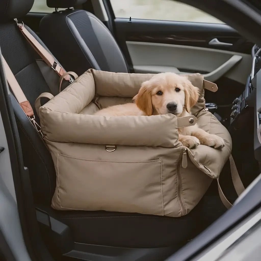 2-in-1 Dog Car Seat & Travel Bed with Safety Leash