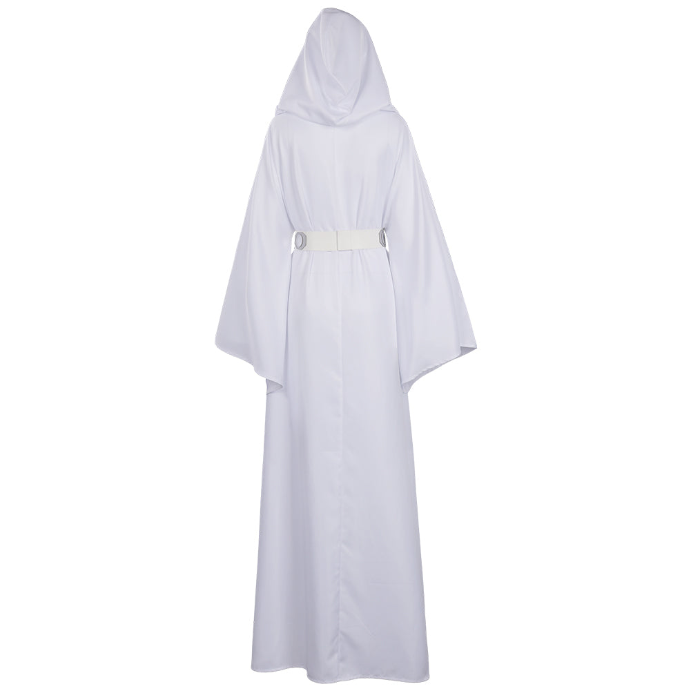 Adult Princess Leia White Long Dress Robe With Belt Halloween Costume