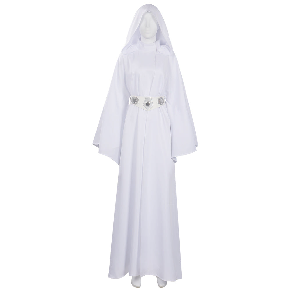 Adult Princess Leia White Long Dress Robe With Belt Halloween Costume