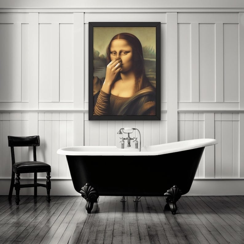 Funny Bathroom Wall Art – Humorous Renaissance-Style Print