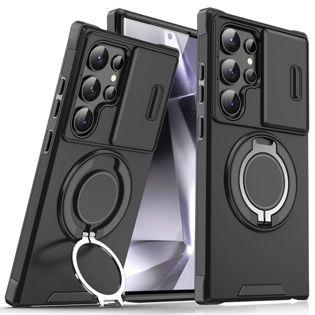 Magnetic Protective Phone Case – Camera Cover & Ring Stand
