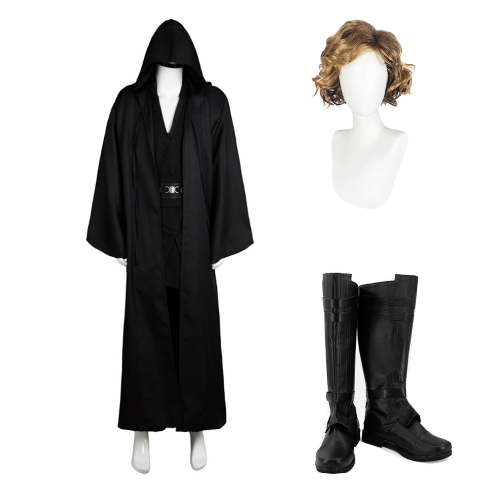 Anakin Skywalker Black Jedi With Robe Halloween Costume