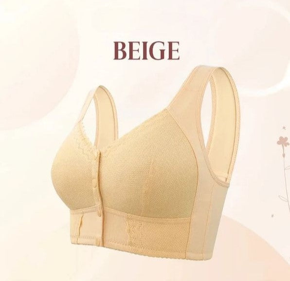 Women’s Wire-Free Front Closure Cotton Bra – Soft Breathable Everyday Support