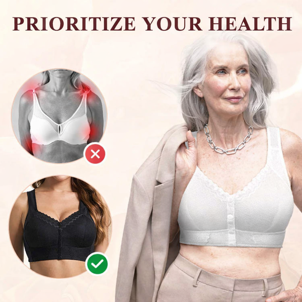 Women’s Wire-Free Front Closure Cotton Bra – Soft Breathable Everyday Support