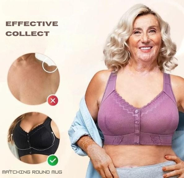 Women’s Wire-Free Front Closure Cotton Bra – Soft Breathable Everyday Support