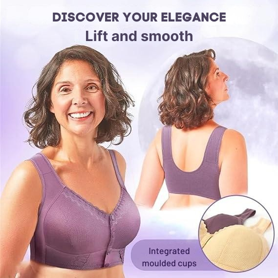Women’s Wire-Free Front Closure Cotton Bra – Soft Breathable Everyday Support