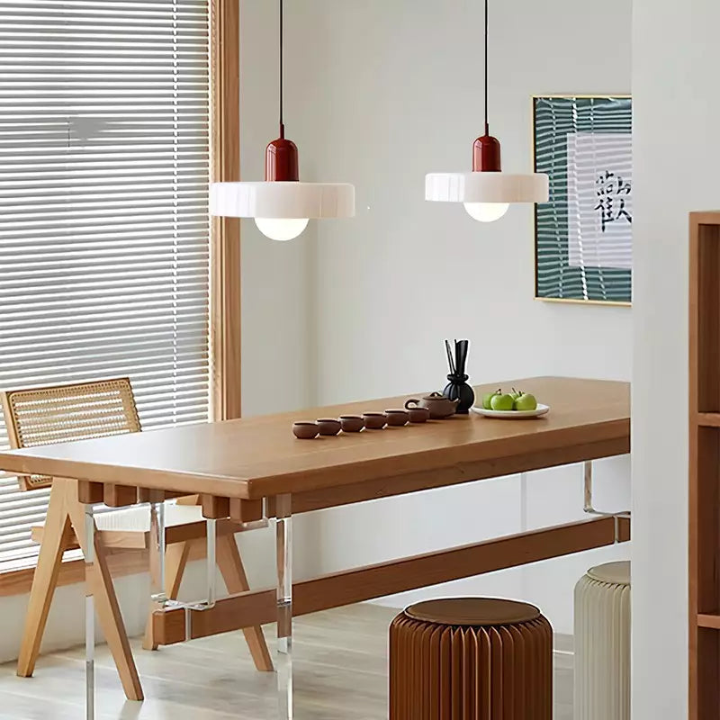 Bauhaus Stained Glass Pendant Light – Round Colourful Ceiling Lamp