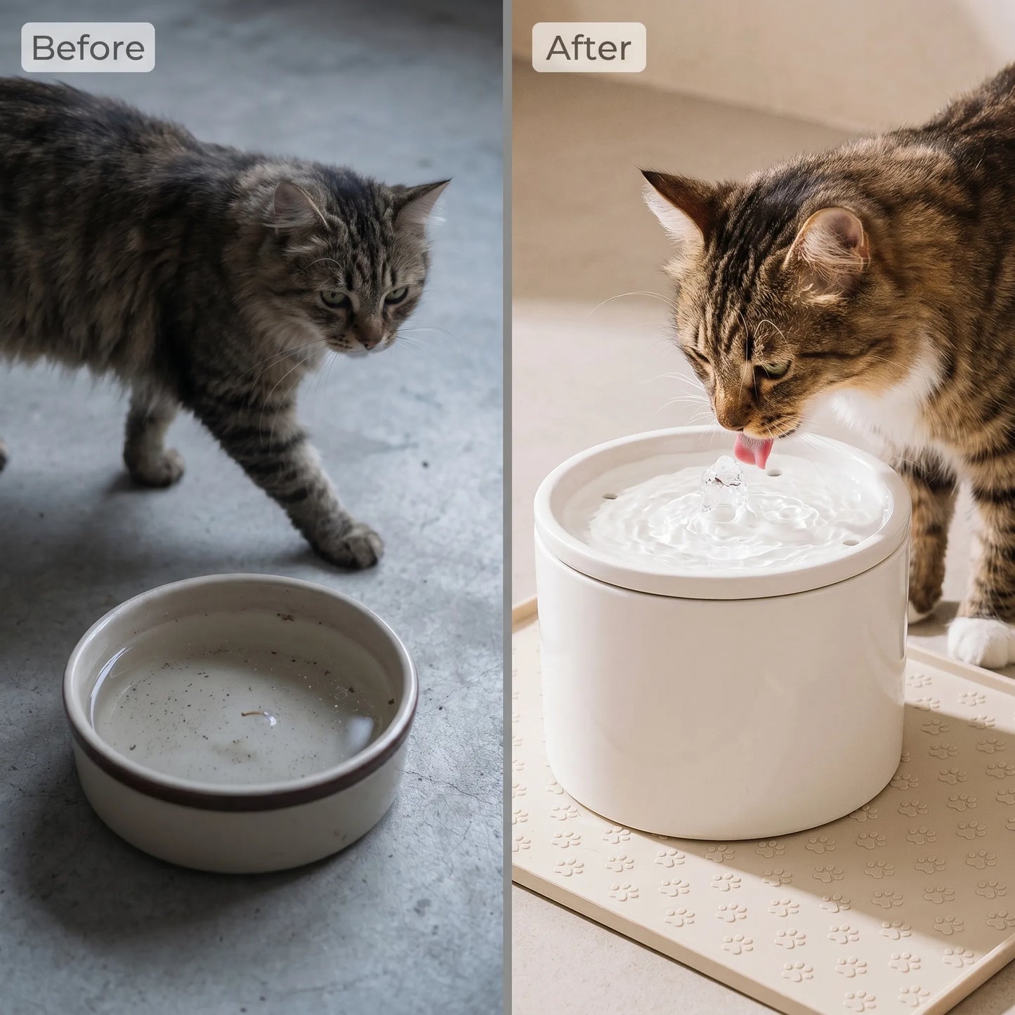 1L Ceramic Cat Water Fountain with 4-Stage Filter