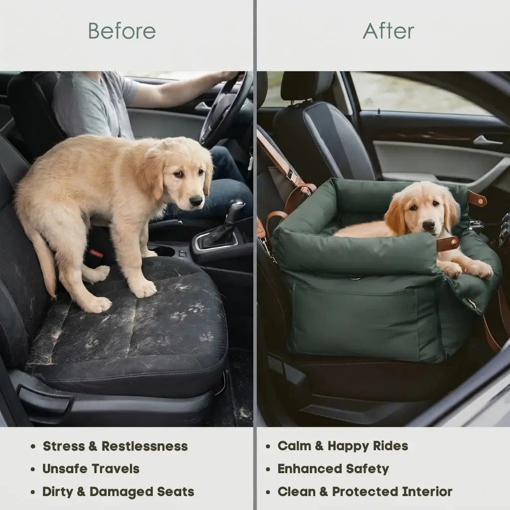2-in-1 Dog Car Seat & Travel Bed with Safety Leash