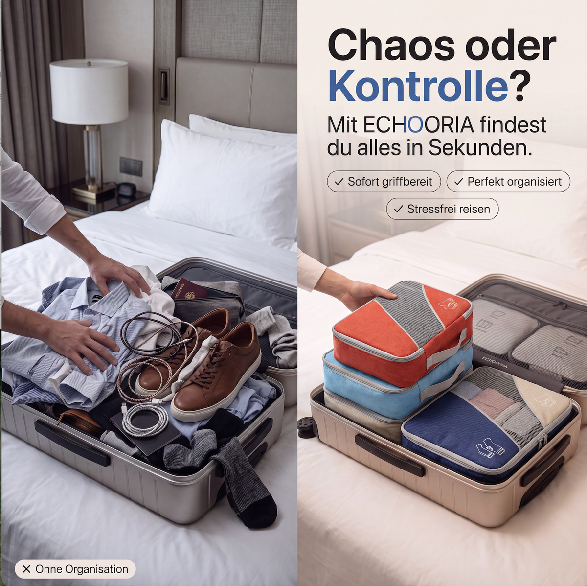 Compression Packing Cubes – Travel Suitcase Organizer Set