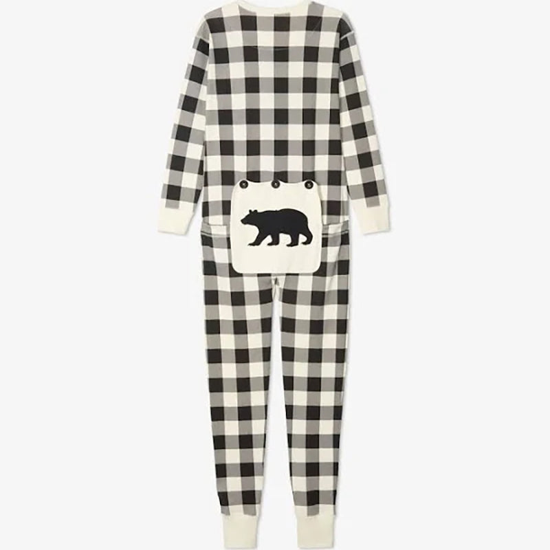 Matching Family Christmas Onesie - Cream and Black Plaid