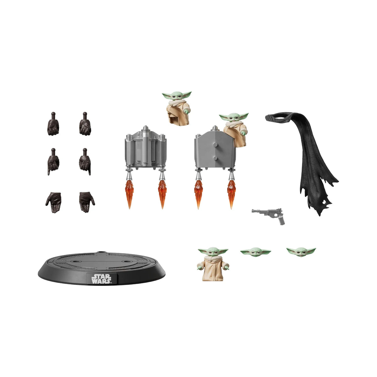 Armoured Bounty Hunter & Small Green Alien Poseable Model Kit