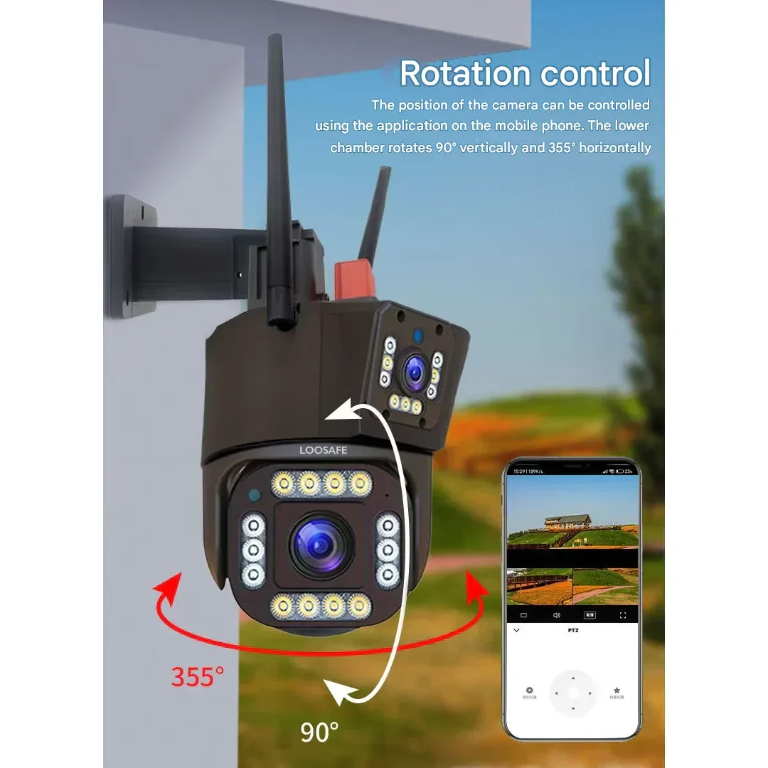 4K Solar Security Camera – Dual Lens, 10x Zoom, 360° PTZ, 4G/WiFi