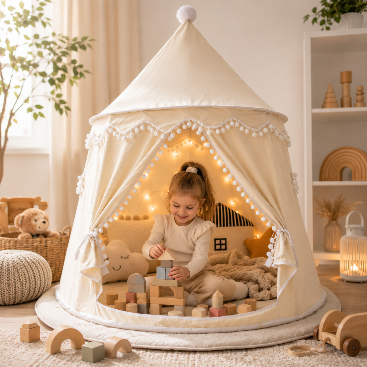 Kids Canvas Play Teepee – DreamHaven Indoor Imaginative Play Tent