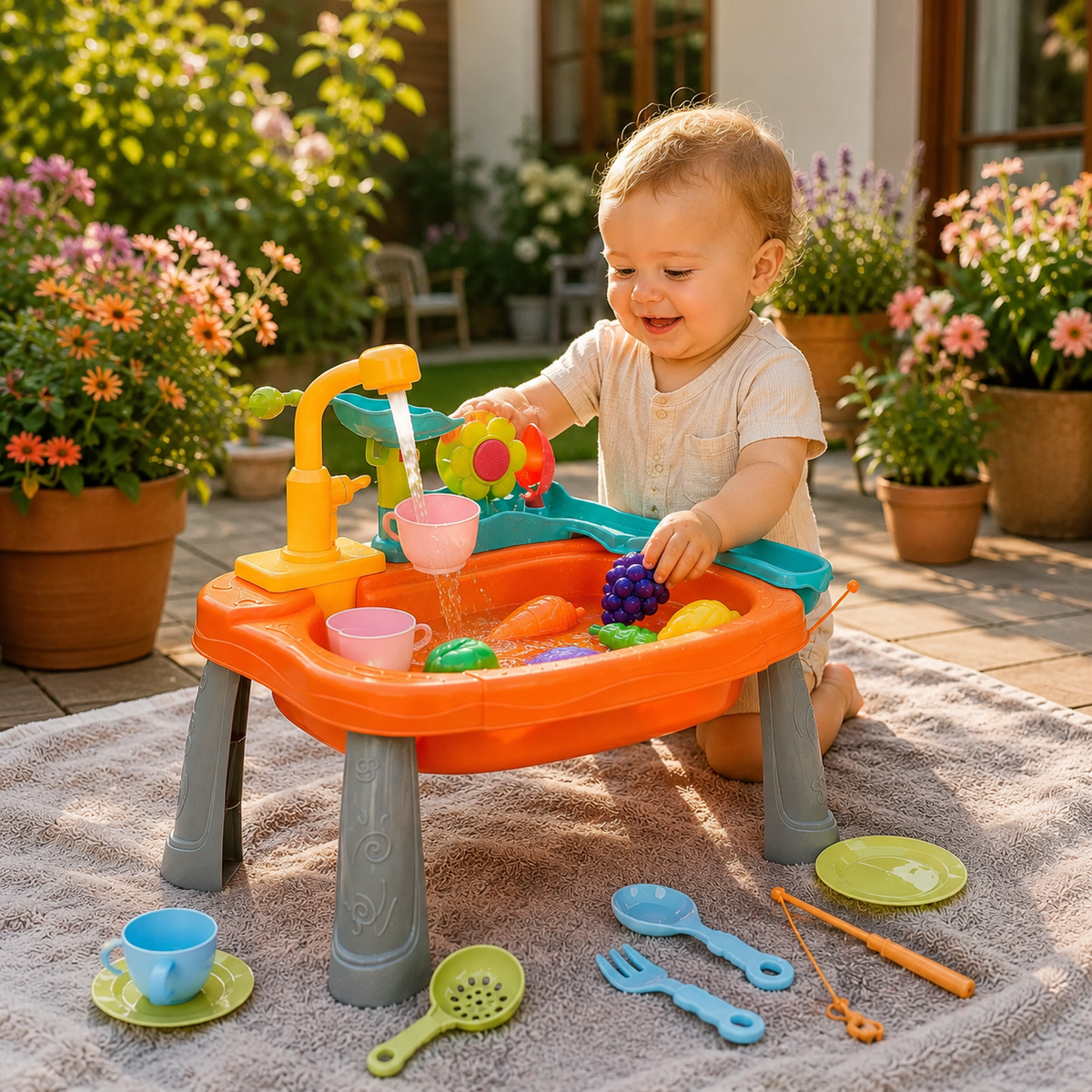 Kids Kitchen Sink Toy with Running Water – Electric Pretend Play Set