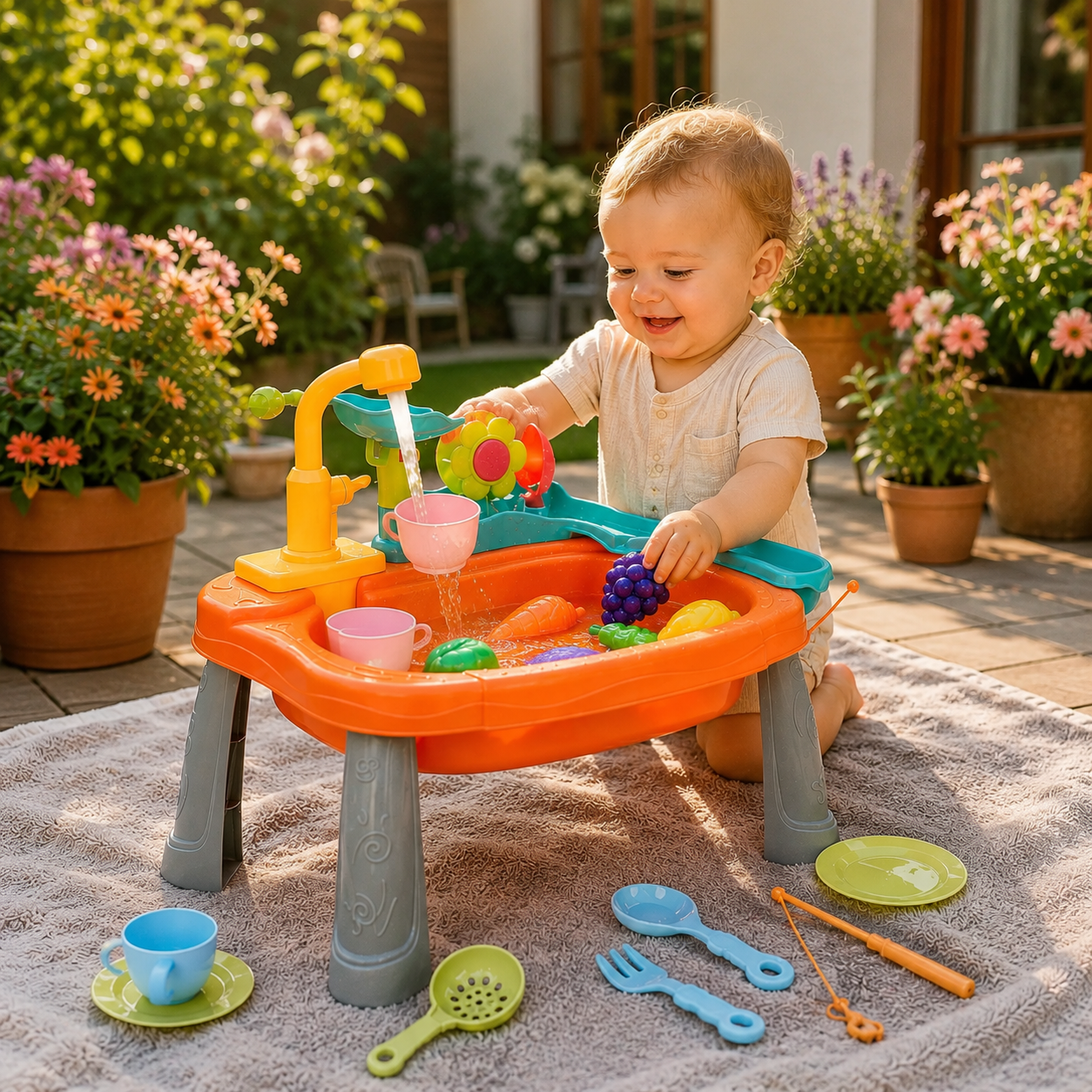 Kids Kitchen Sink Toy with Running Water – Electric Pretend Play Set