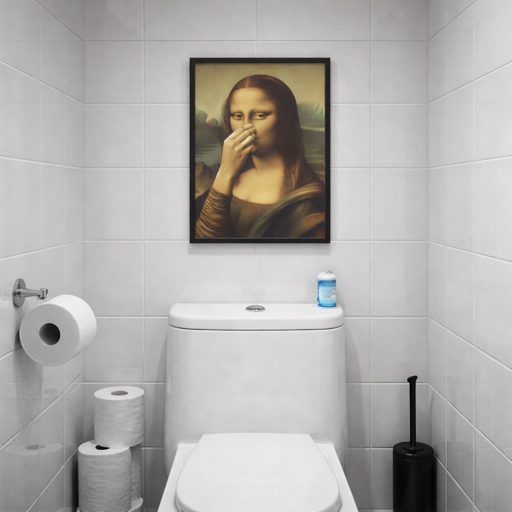 Funny Bathroom Wall Art – Humorous Renaissance-Style Print