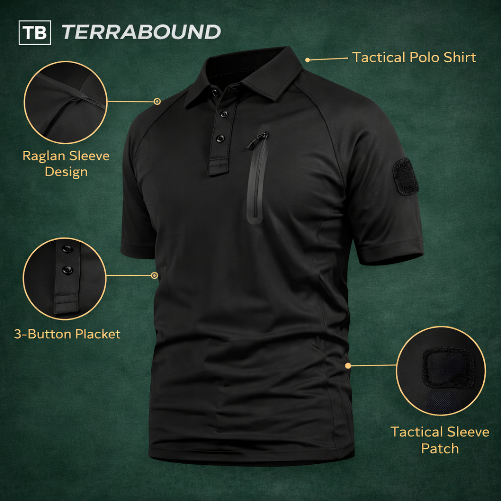 Men’s Quick-Dry Polo Shirt – Zip-Pocket Hiking & Outdoor Top