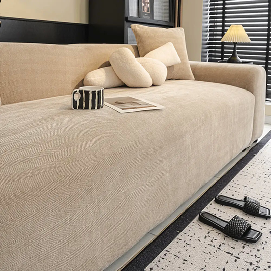Full-Coverage Herringbone Stretch Sofa Cover