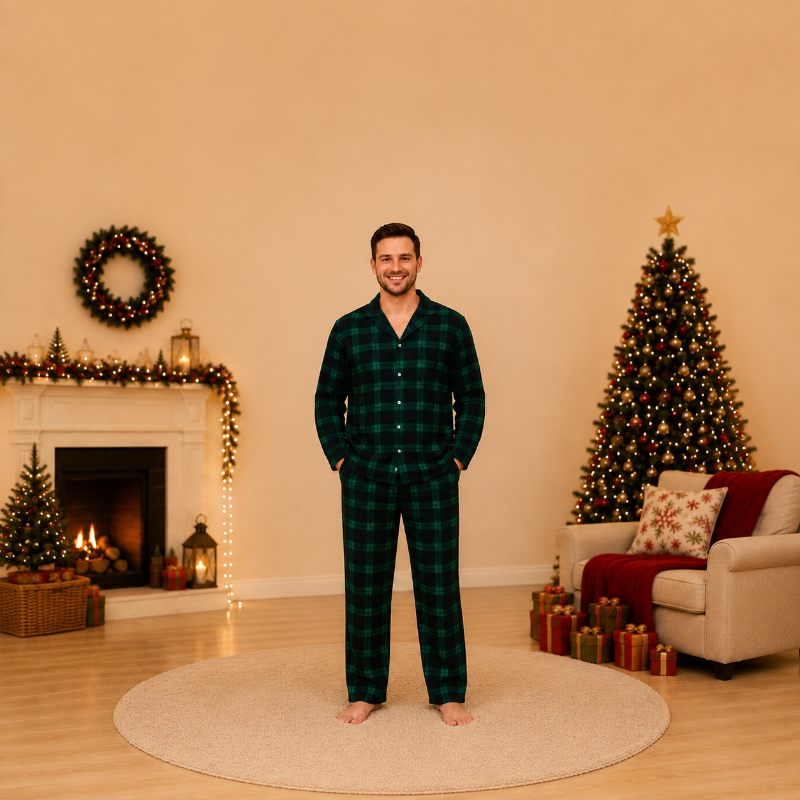 Matching Family Christmas Pyjamas - Emerald Plaid